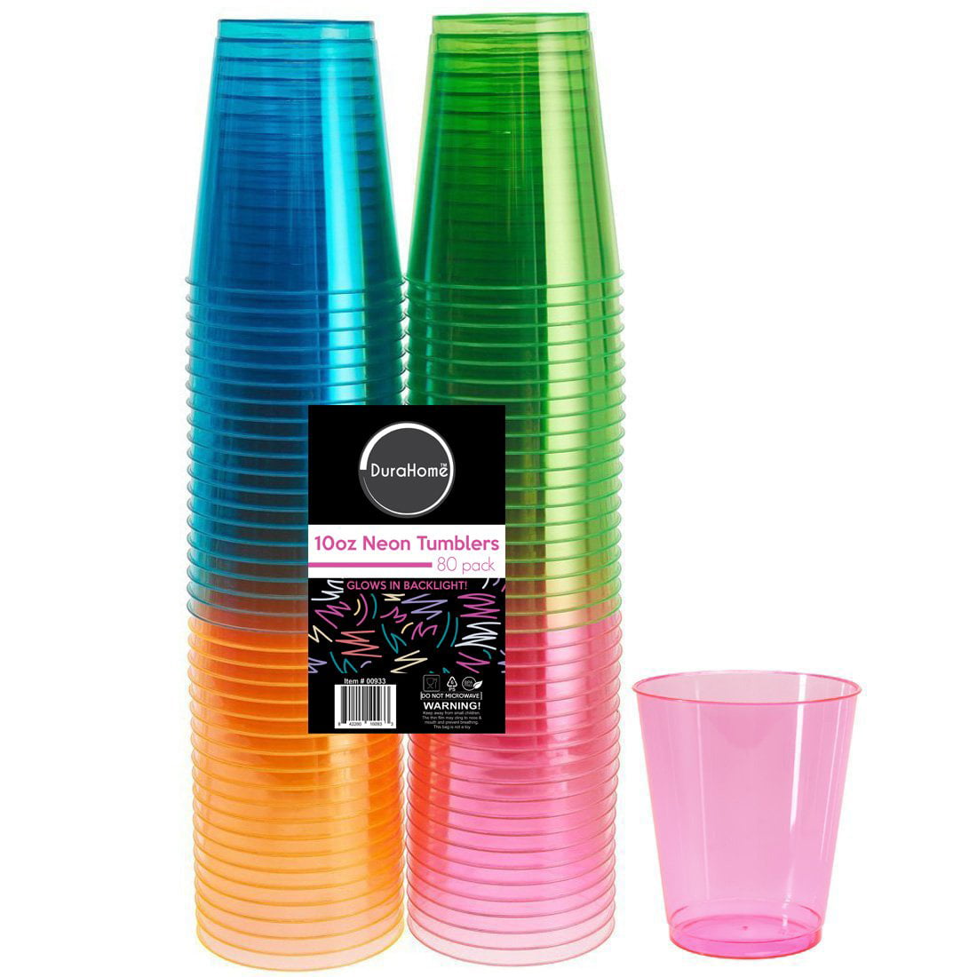 DuraHome - Hard Plastic Cups - 10 Oz. Party Cups Beverage Tumblers in