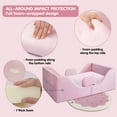 thumbnail image 4 of Toddler Bed, Toddler Floor Bed – Low-to-Ground Design with Detachable Guard Rails, Soft Upholstered Transition Bed, Standard Crib Size for kids Ages 1–6 (Pink), 4 of 9