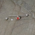 thumbnail image 3 of Body Candy Womens 14G Steel Helix Cartilage Earring Red Accent Holly Leaf Holiday Industrial Barbell 1 1/2", 3 of 3