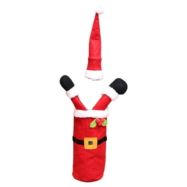 Bearachild Funda para botella de vino, ropa de Navidad, patrón de dibujos animados, champán, cerveza, bolsa protectora de encaje, funda para botella de Kits de decoración para fiestas Anciano Bearachild HA070040-01B