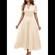 thumbnail image 1 of Vestido de Verano Elegante, Moderno e Informal con Escote en V y Corta para Mujer, Ideal para Vacaciones y Cócteles. Color Albaricoque S, 1 of 8