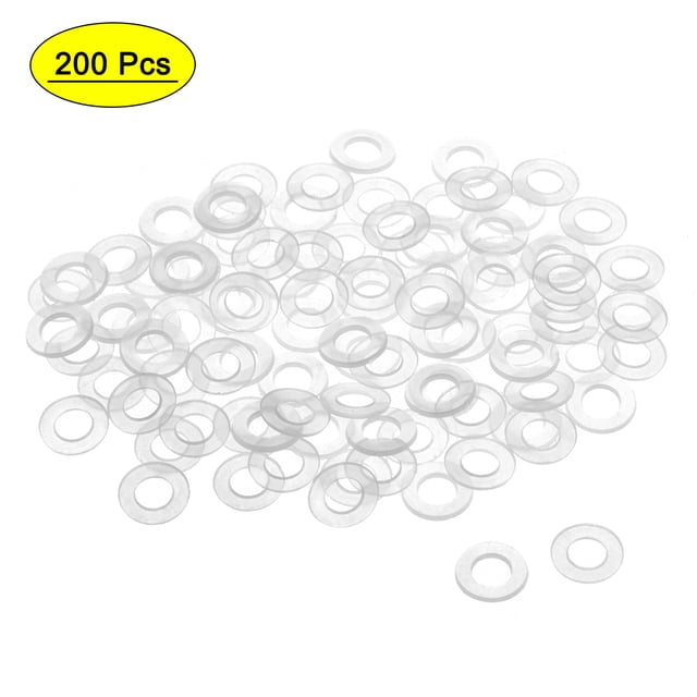 Arandelas planas de nylon de 10mm O.D. 5mm I.D. 1mm de grosor para tornillo M5, 200 unidades