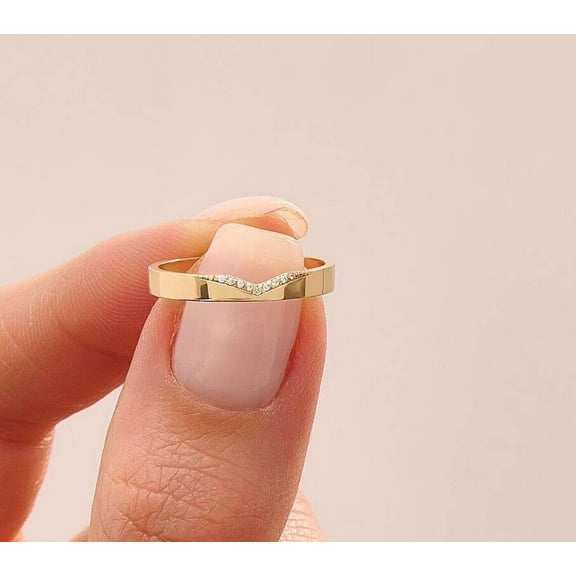 vylahjewellery Engagement Band Ring 14K Yellow Gold Ring Round Cut 1.50 CT Round Cut Moissanite Diamond Ring for Special One