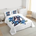 thumbnail image 3 of Feelyou Girl High Heel Queen Comforter Set, Blue Rose Floral Bedding Comforter Set, 3pcs, 3 of 8