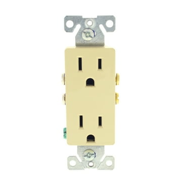 Cooper Wiring 1107V-BOX Decorator Duplex Receptacle, Ivory, 15 Amp