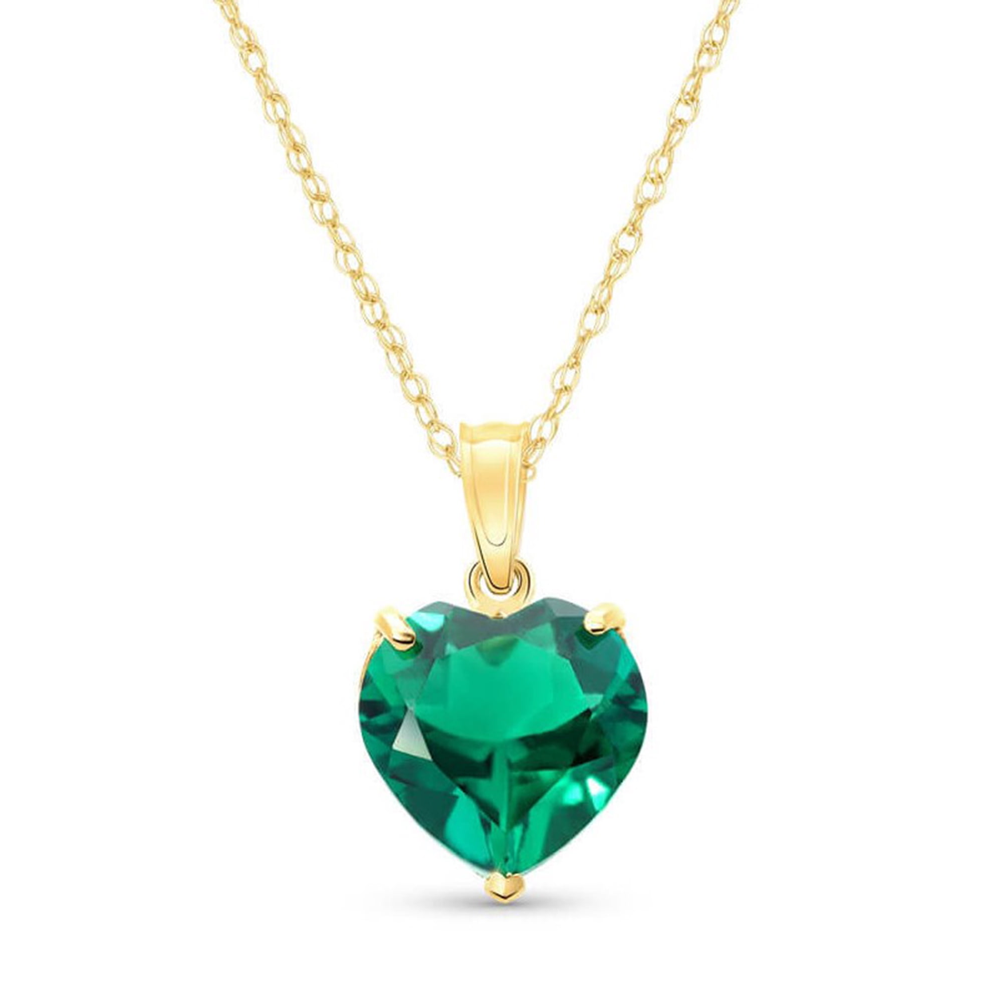 Galaxy Gold 14K Solid Gold 2.75 Carat Natural Emerald Pendant Necklace for Women - Yellow Gold Fine Jewelry