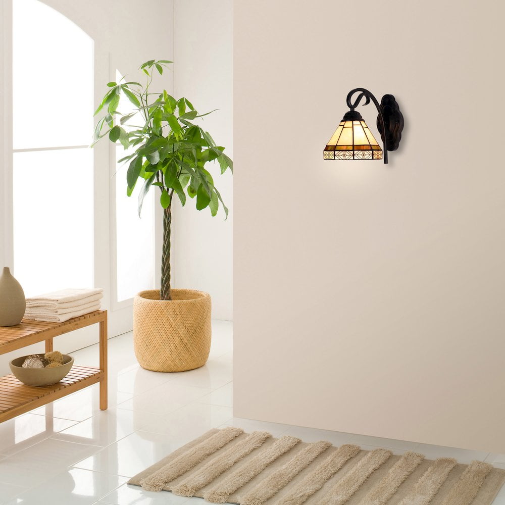 CHLOE Lighting Belle Mission-Style 1- Light Blackish Bronze Finish Wall Sconce 7" Shade