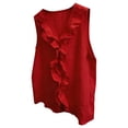 thumbnail image 5 of DailyTrove Women V Neck Ruffle Front Soft Sleeveless Tank Top Daily Casual Camisole, 5 of 6