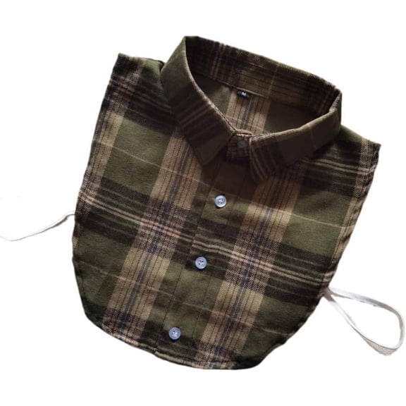 Kukuzhu Lady Half Shirt Blouse Collar Plaid Dickey Fake Collar False Collar Detachable Collar for Women