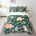 thumbnail image 2 of jejeloiu Kawaii Dinosaur Dino 7-Piece Twin Bedding Sets,Cartoon Animal Bedding Comforter Set,Green Leaves Sheet Sets For Boys,Luxury Bedroom Decor Reversible, 2 of 8