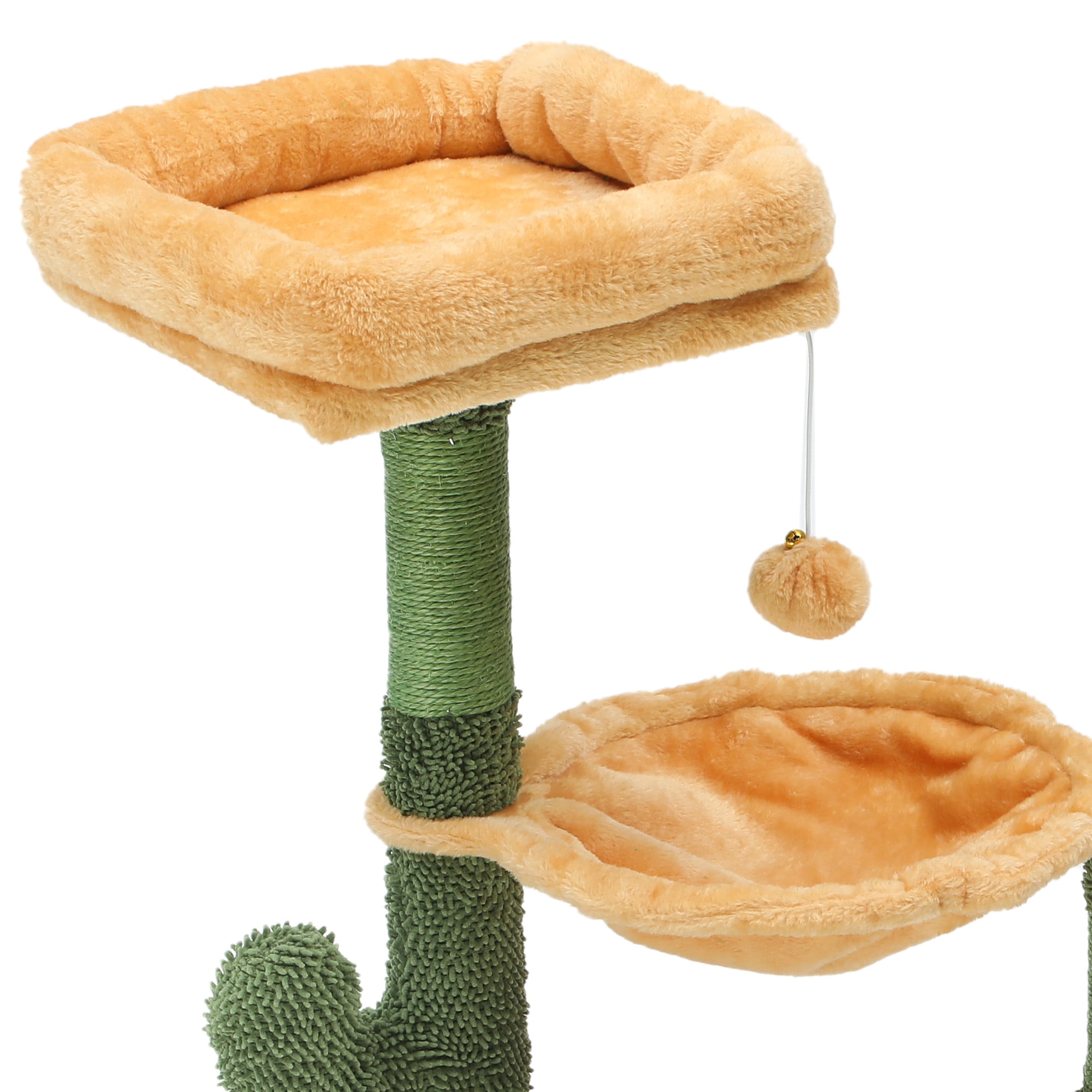 Uforic 37" Cactus Cat Tree Condo, Cat Climbing Tower, with sisal Scratching Post, Plush Platform, Hammock for Indoor Cats, Green