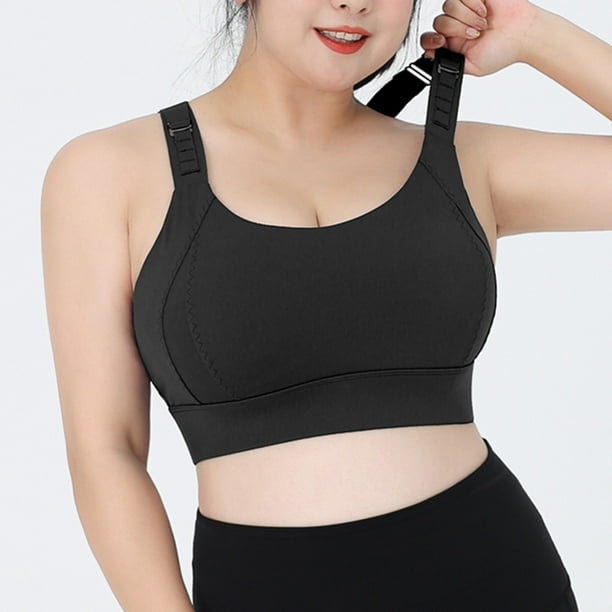 Plus Size Women Front Zipper Sports Bra Shockproof Gym Push Up Seamless  Yoga Top