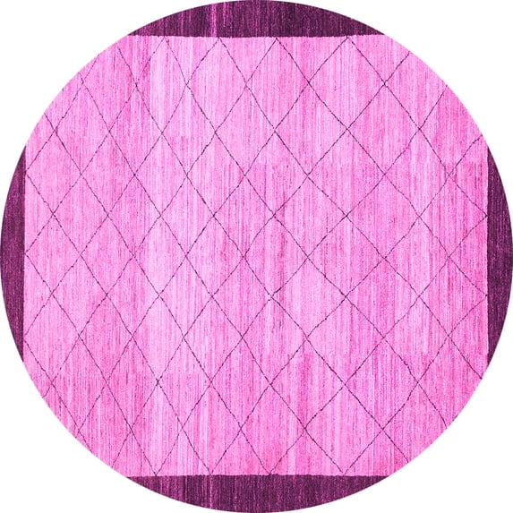 Ahgly Company Indoor Round Abstract Pink Modern Area Rugs, 5' Round