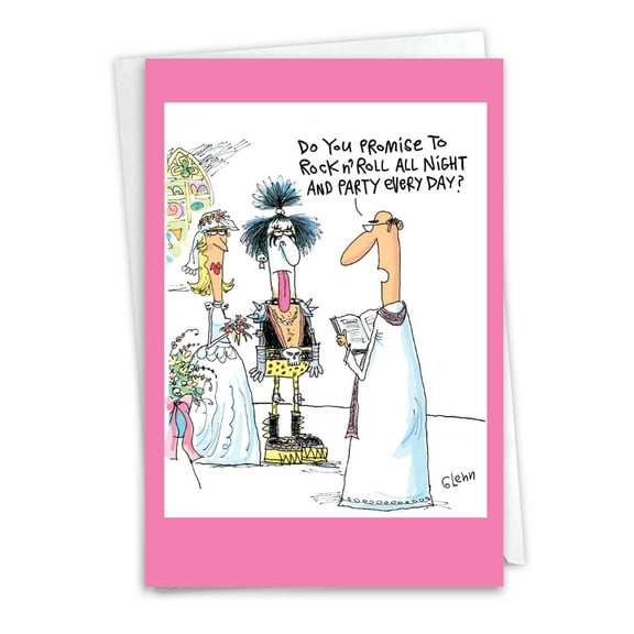 1 Funny Wedding Card with Envelope - Kiss The Bride Wedding Congrats C7264WDG