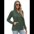 thumbnail image 4 of Sudadera con Capucha de Moda para Mujer, de Larga y Cuello en V, Informal, para Otoño e Invierno. Verde M, 4 of 7