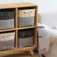 thumbnail image 2 of Sea Team 3-Pack Cubic Storage Basket Set, Storage Cube Organizer, Clothes Toys Bin, 11 x 11 x 11 Inches, Big Square Canvas Fabric Collapsible Shelf Box with Handles, Grey & Beige, 2 of 6