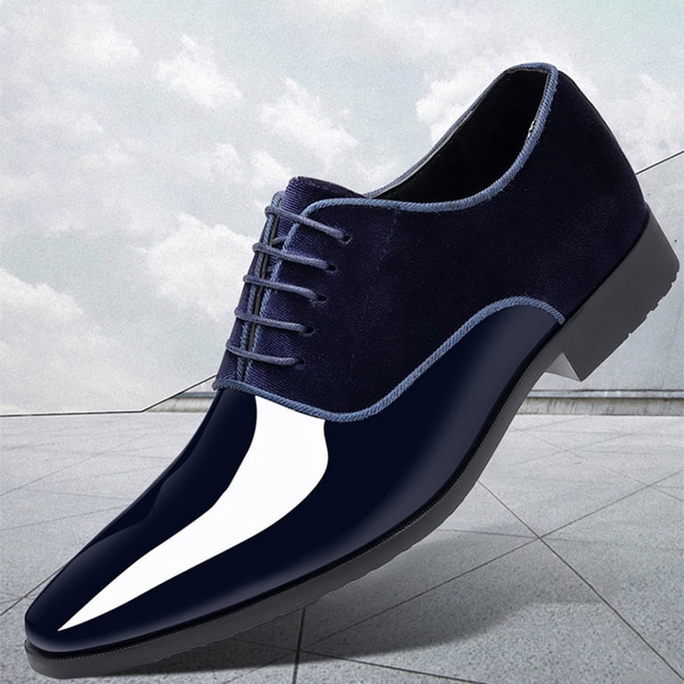 blue sole dress shoes Gpaecead Men Business Formal Solid Color Patent Leather Soft Anti Slip Office Casual Flats For Wedding And Gala, Dark 008Nappa Berlook Textured Cutout Open Size:Custom size 115×115cm tie applique Memory foam