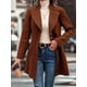 thumbnail image 4 of Abrigo de Invierno de Mezcla de Lana Color Camel para Mujer, Hasta la Rodilla, con Solapa y Muesca, Chaqueta de Abrigo con Botonadura Única Color Café L, 4 of 9