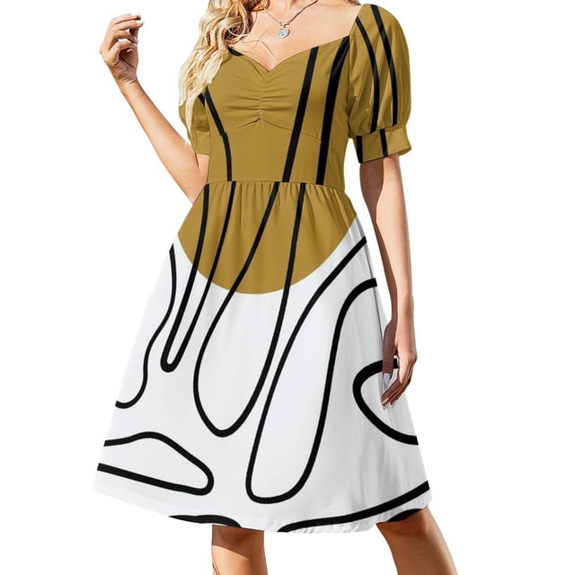Henri Matisse - Dibujo abstracto - Vestido de manga corta con recortes de Matisse, vestido elegante de lujo para mujer.