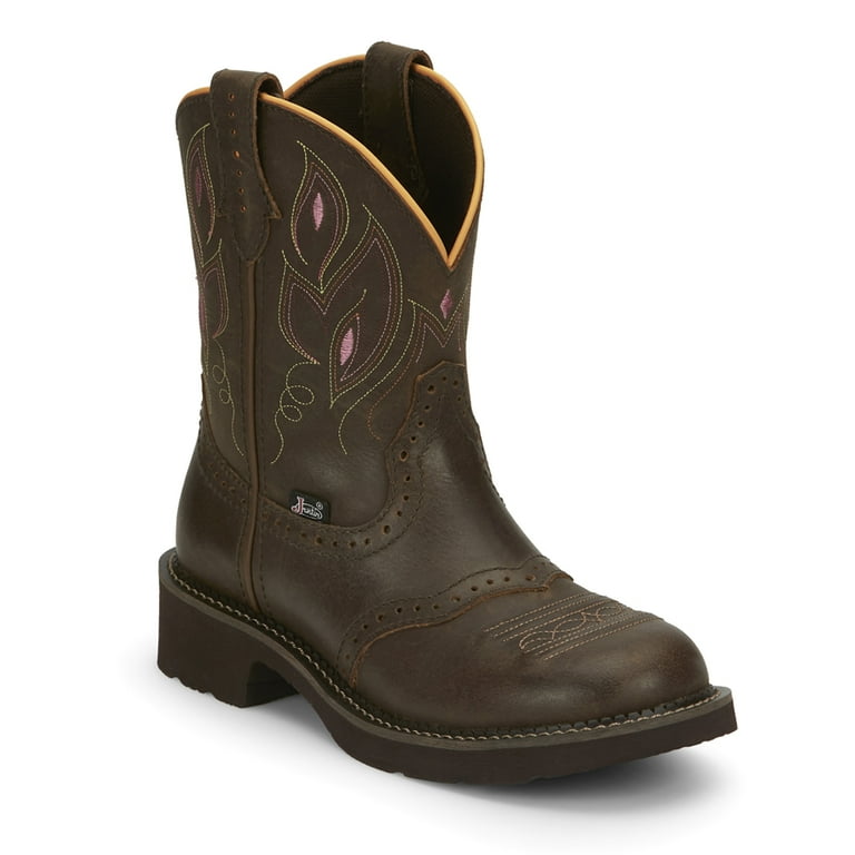 Justin Boots Womens Gemma Embroidered Round Toe Cowboy Casual Mid Calf Boo Walmart