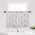 thumbnail image 2 of Haperlare Floral Cafe Curtains 36 inches Length Light Filtering Short Tier Curtains for Kitchen Bathroom Window Curtains, Yellow Gray, 2 Panels, 2 of 9