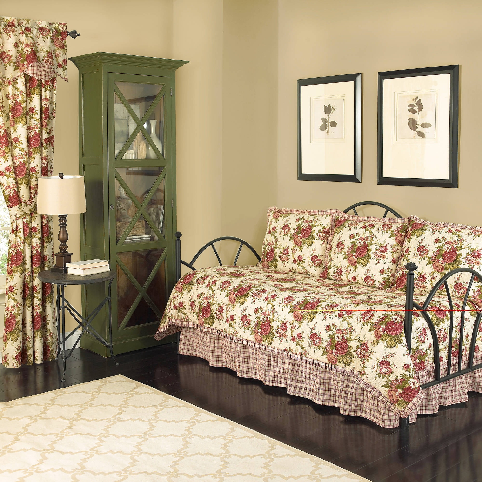 Floral Twin Laura Ashley 5-Piece Dorthea Pink Daybed Cover Set