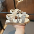 thumbnail image 4 of NOKIO Kids' Summer Shoes Kids' Sport Sandals Girls' Comfort Sandals Girls' Strappy Wedge Sandals Girls' Strappy Flat Sandals Girls Summer Roman Soft Bottom Princess Sandals, 4 of 9