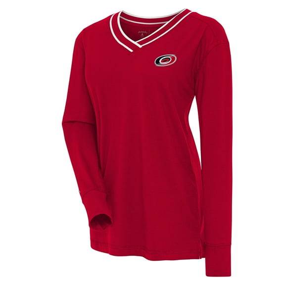 Women's Antigua Red Carolina Hurricanes Symbolic V-Neck Long Sleeve T-Shirt