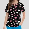 thumbnail image 4 of Valentine Scrub Top for Women Casual Short Sleeve Cute Love Heart Printed Scrubs Hoilday Criss Cross V Neck Scrub Shirts Medical Nurse Uniform Nursing Workwear with Pockets Navy 5XL, 4 of 4