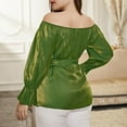 thumbnail image 5 of mfyjkho Tops De Moda Para Mujer, Cuello Inclinado De Color Liso Para Mujer Y Elegante Manga De Hoja Tops De Tallas Grandes Xxxxl, 5 of 5