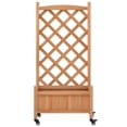 thumbnail image 4 of vidaXL Planter with Trellis and Wheels Brown Solid Wood Fir, 4 of 8