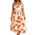 thumbnail image 2 of Erwazi Summer Dresses for Women Print Square Neck Short Sleeve A Line Dress Trendy Casual Style for Daily Wear Outdoor Activities Relaxed Daily Look Dresses, 2 of 6