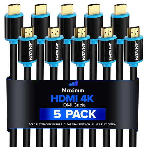 HDMI Cable 4K Ultra HD 50 Foot (5 Pack) HDMI 2.0 Cable, High Speed 18Gbps 4K@60Hz HDR, 3D, 2160p, 1080p, HDCP 2.2, ARC, HDMI Cables for Monitors, HDTV
