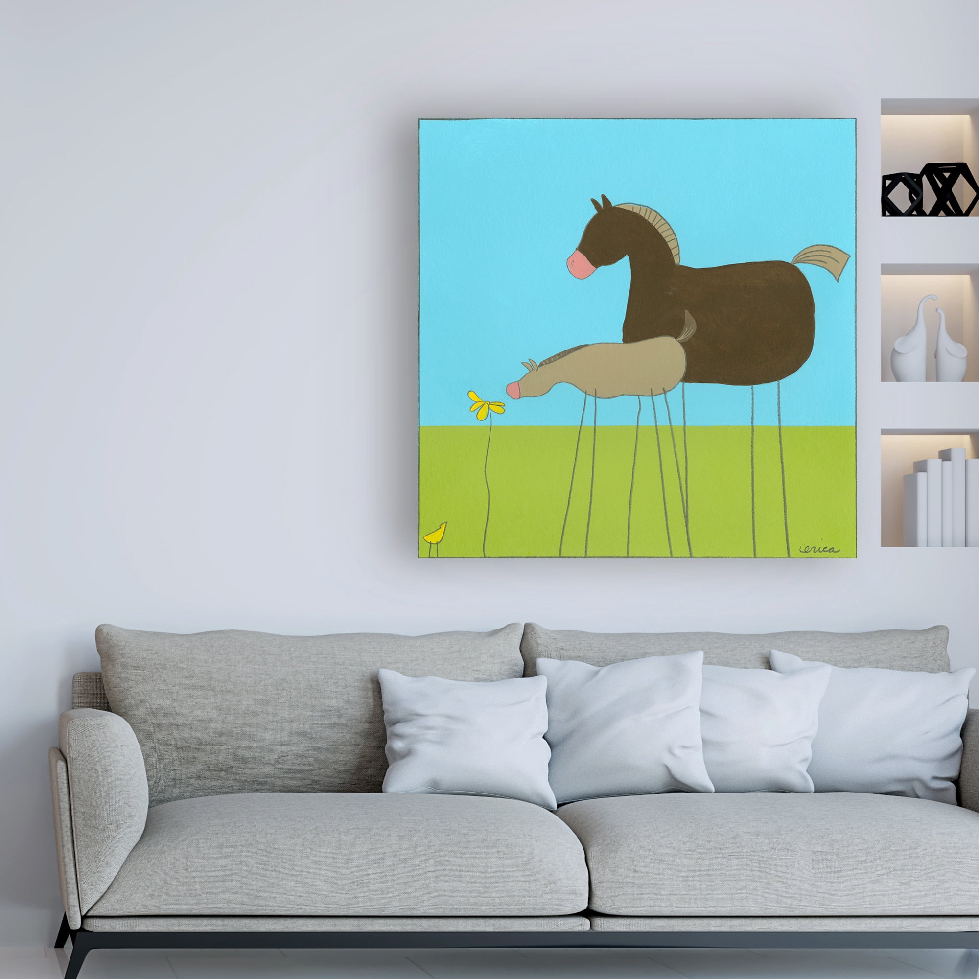 Trademark Fine Art 'Stick leg Horse II Childrens Art' Canvas Art by June Erica Vess