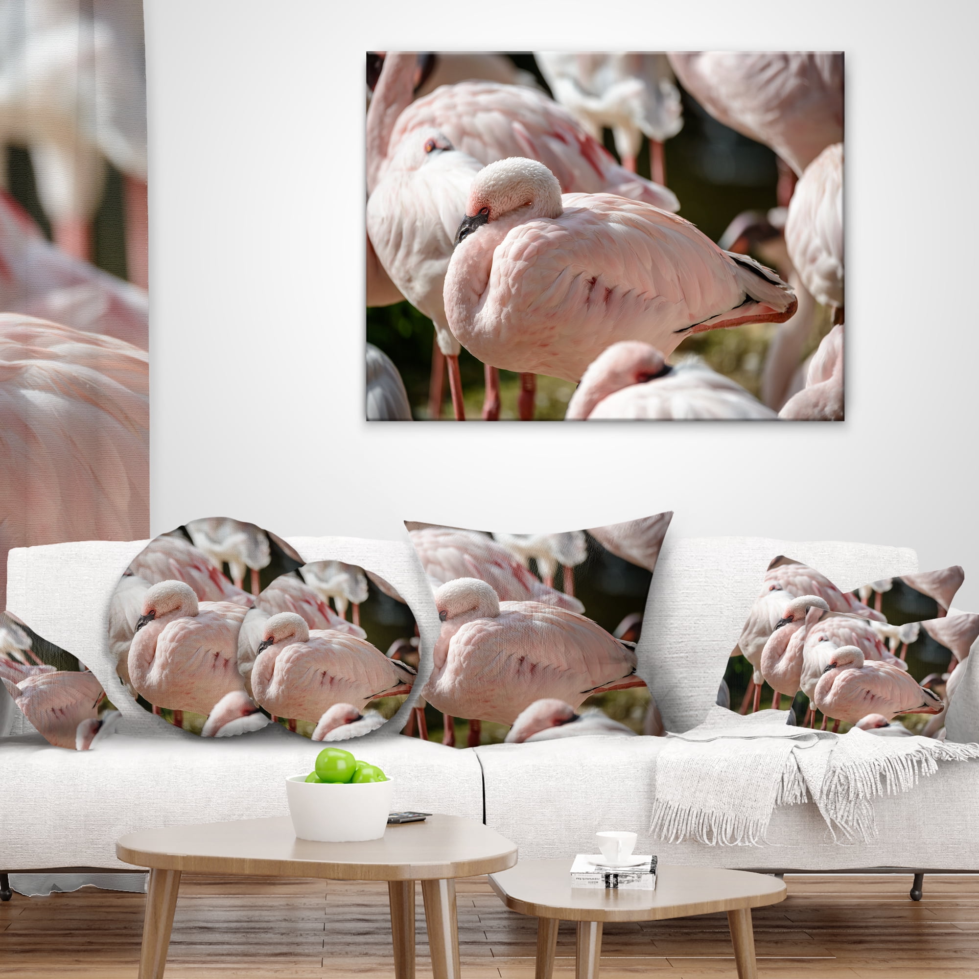 Designart Pat of Flamingos Close Up - Abstract Throw Pillow - 16x16