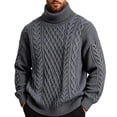 thumbnail image 2 of Fanshiluo Men's Turtleneck Cable Knit Sweater, Long Sleeve Pullover Knit Top,Size XL,Big and Tall Men, 2 of 9