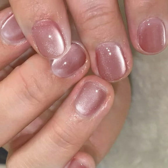 KUFptva Square Press on Nails Cats Eye Fake Nails with Designs Full Covers Glues on Nails Glossy Acrylic Nails Artificial Nails