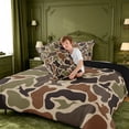 thumbnail image 4 of meiyoeat Classic Camo Mallard Queen Comforter Set For Adults,Vintage Camouflage Print Comforter Sets Queen For Boys, Earth Tone,Black Reversible,3 Pieces, 4 of 7