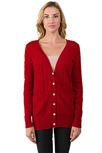 J Cashmere - J CASHMERE Women's 100% Cashmere Cable-knit V-neck Long ...