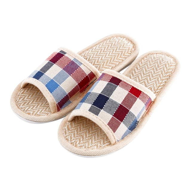 Commforr Pantoufle de Maison Pantoufles d'Intérieur pour Invités Pantoufles à Bout Ouvert Pantoufles de Chambre Pantoufles d'Intérieur Pantoufles pour Femmes Mode Décontractée Pantoufles pour Couples à la Maison Chaussures Plates d'Intérieur pour Plancher Rouge 7.5