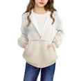 thumbnail image 6 of SGFCWSX Girls Full Zip Hoodie Kids Fleece Sweatshirts Long Sleeve Gradient Sweatshirt Jacket Beige Size 4 Years, 6 of 9