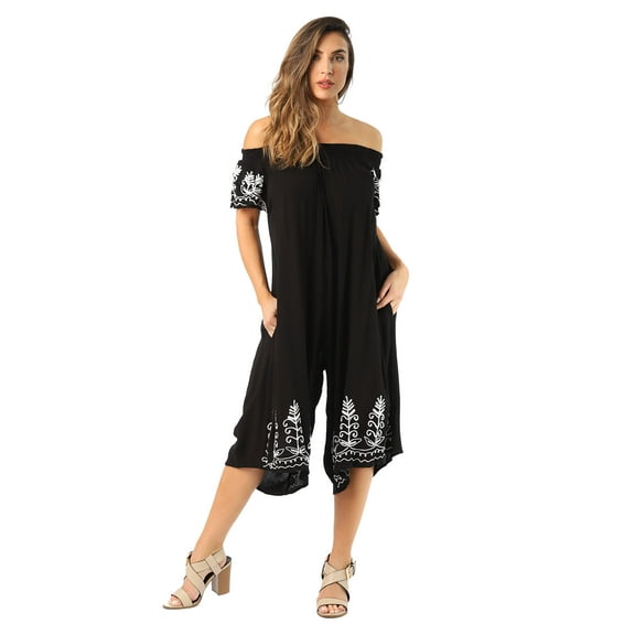 Riviera Sun Jumpsuit Romper (Black, Small)