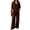 Brown, variant on Women's 2-Piece Pants Set V-Neck 3/4 Sleeve High Waist Wide Leg Cloud Cotton Casual Lounge Outfit S-XXXL