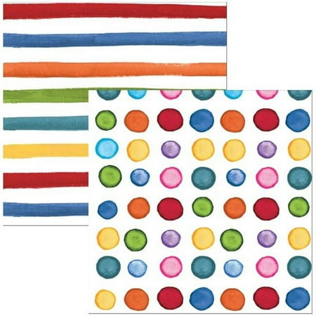Hoffmaster Group 656531 Elise Rainbow Dots & Stripes 3 Ply Beverage Napkins - 24 per Case - Case of 12