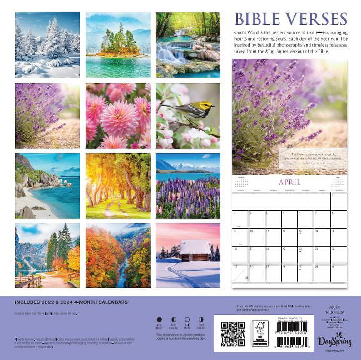 2023-12 Month Calendar-Bible Verses 12x12 Hanging Wall Calendar by DaySpring