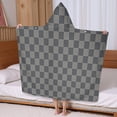 thumbnail image 5 of Dark Gray and Light Gray Checkered Pattern Hooded Bath Towel，60"x35" for Ages 3 To 12 Kids, Quick Dry Lightweight Soft Microfiber Hood Beach Towel Cover Up for Kids, 5 of 7