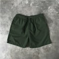 thumbnail image 2 of Bainana Beach Shorts For Men Solid Color Elastic Waist Drawstring Wide Leg Shorty Casual Loose Quick Dry Summer Sports Shorts Army Green Size L, 2 of 4
