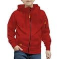 thumbnail image 2 of Mercatoo Boys Zip Up Hoodie Ribbed Cuffs Casual Athletic Outdoor Hooded Sweatshirt Youth Long Sleeve Soft Jacket with Pockets, 2 of 4