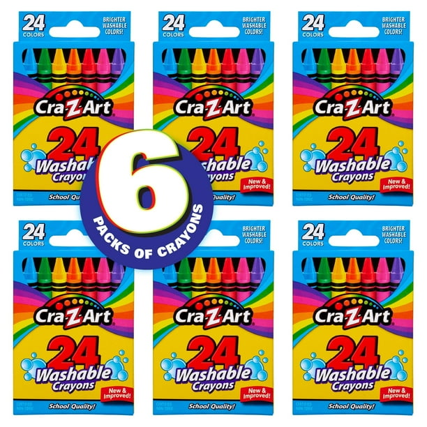 Lápices de colores lavables Cra-Z-Art, 24 unidades, 6 paquetes, paquete a granel
