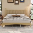 thumbnail image 1 of King Size Retro Platform Bed - Gourd Headboard, Natural Wood, 1 of 7
